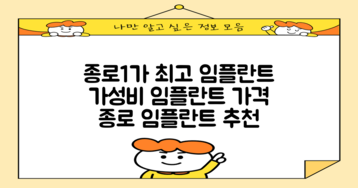 서울 종로구 종로1가 최고의 임플란트 치과 추천과 가격 안내