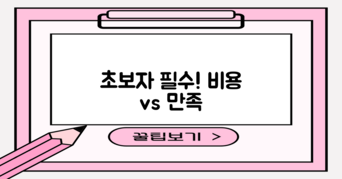 초보자 시선: 비용 vs 만족도