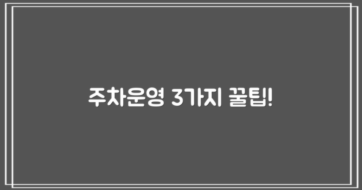 3가지 주차 & 운영 팁